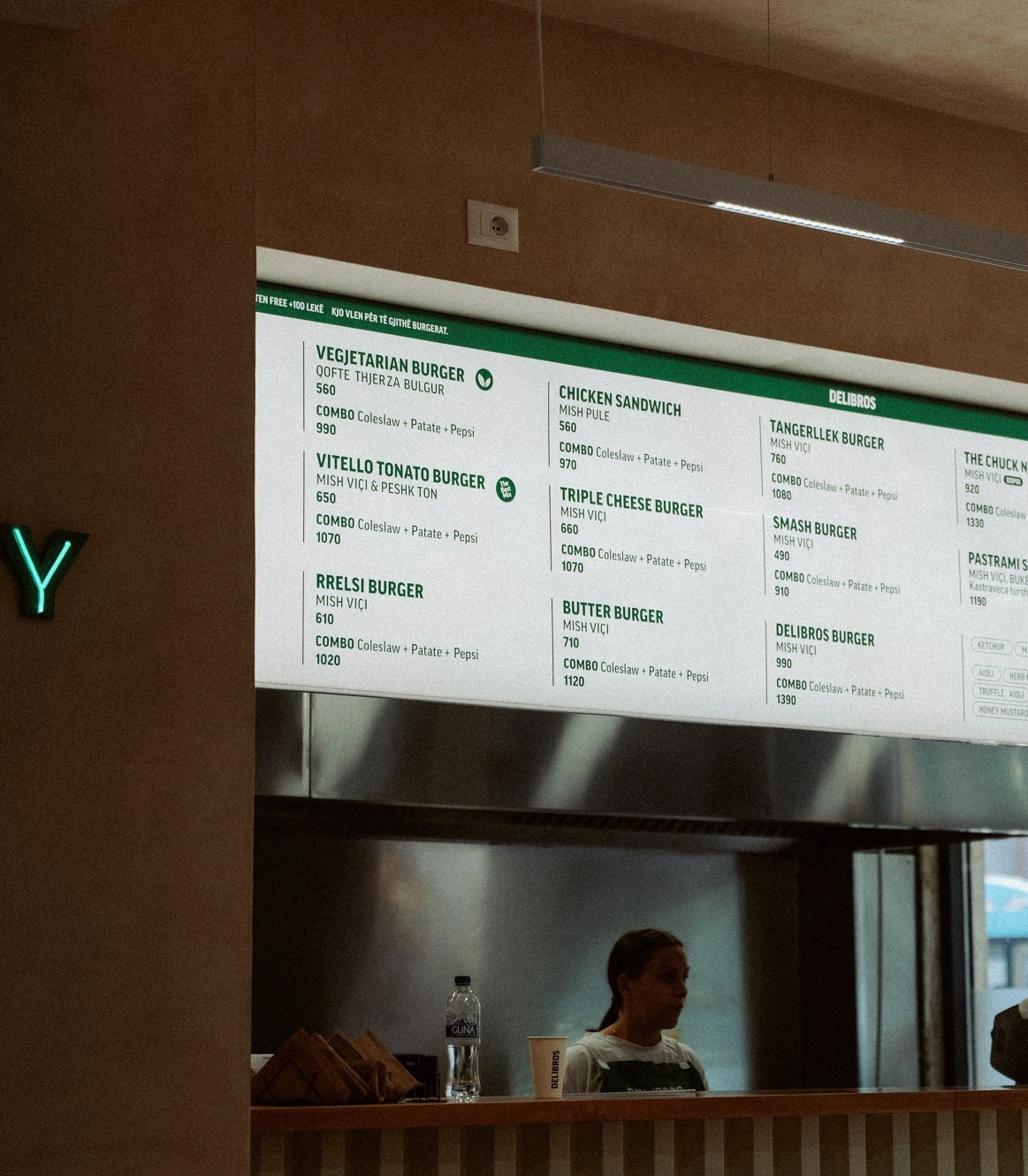 The burger-consuming area of Delibros - inside Delibros